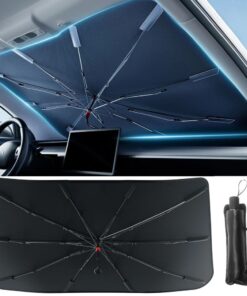 Windshield Sun Shade, Folding Design, Vinyl Coating Heat Shield, Protect Car Interior from Sun Rays & Heat Damage