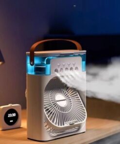 Portable Air Cooler, Multicolor LED Night Light, Cooling Fan with 120° Oscillation, 3 Wind Speed & 4 Sprays Timer